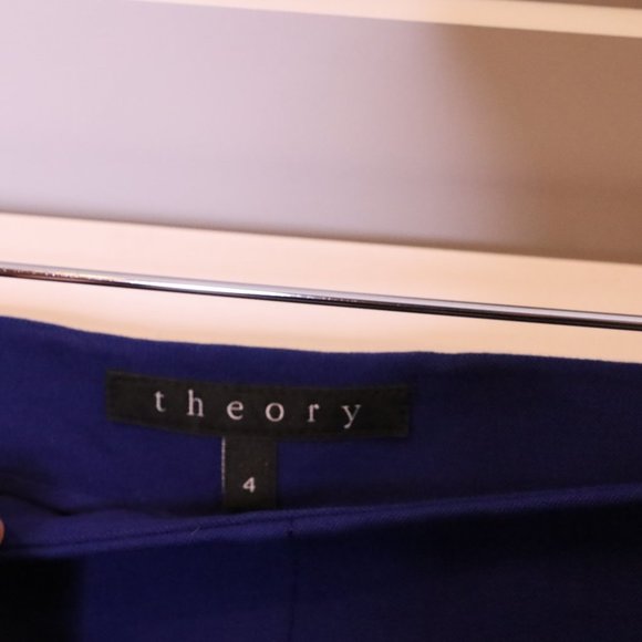 Theory Cobalt Blue Tapered Slim Belisa Dress Pants Sz 4 - Picture 4 of 8